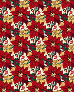 Festive Red Poinsettia Floral Rug