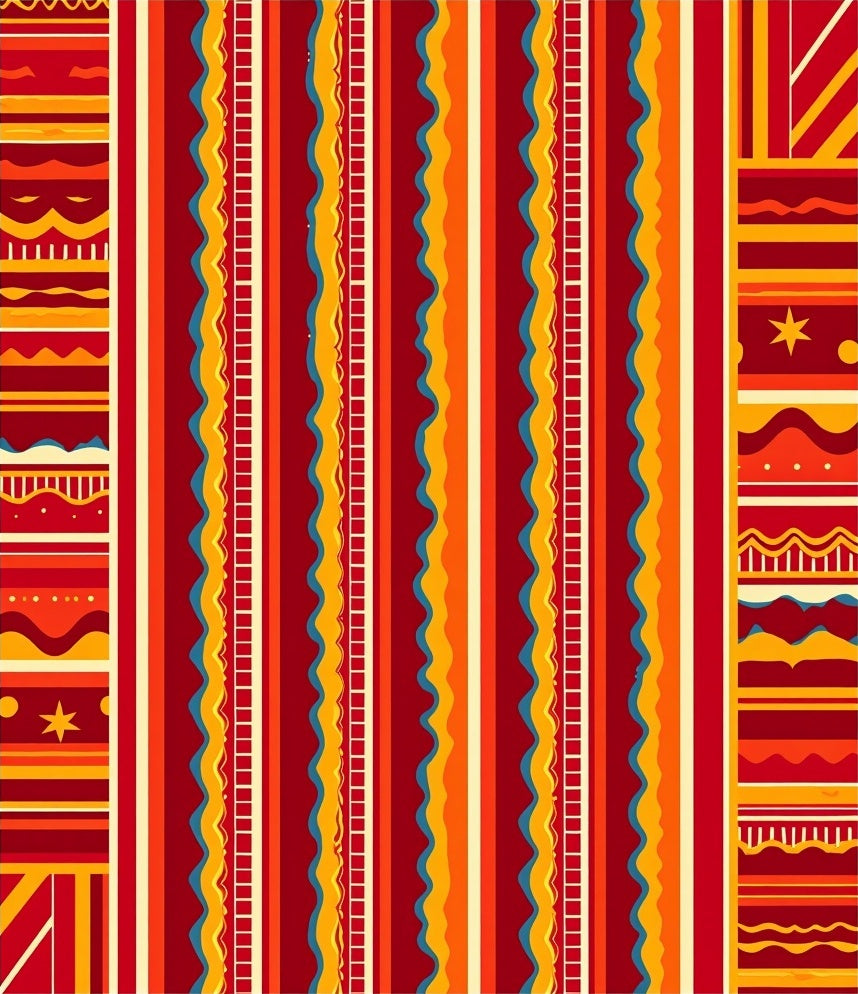 Bold Red Orange Yellow Stripped Carnival Rug