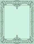 Elegant Mint Oval Scroll Border Rug