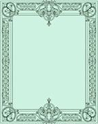 Elegant Mint Oval Scroll Border Rug
