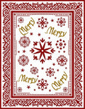 Red Gold Merry Snowflake Frame Rug