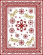 Red Gold Merry Snowflake Frame Rug