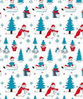 Blue White Red Christmas Snowman Tree Rug