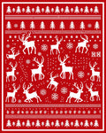 Winter Reindeer Snowflake Forest Scene Rug