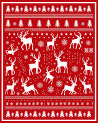 Winter Reindeer Snowflake Forest Scene Rug