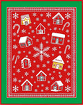 Red Gingerbread Houses Snowflake Winter Rug
