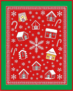 Red Gingerbread Houses Snowflake Winter Rug