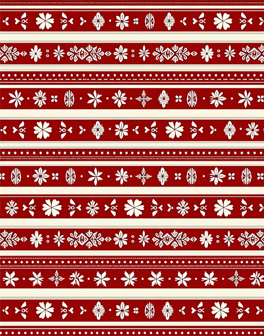Crimson Ivory Folk Floral Stripe Rug