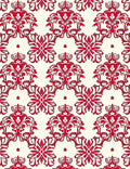 Crimson Floral Damask Cream Rug