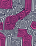 Bold Pink Maze Lines Rug