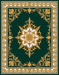 Emerald Gold Floral Medallion Border Rug