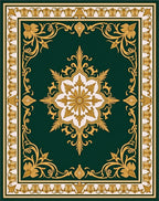 Emerald Gold Floral Medallion Border Rug