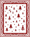 Crimson Christmas Tree Star Border Rug
