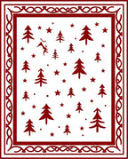 Crimson Christmas Tree Star Border Rug