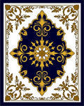 Ornate Navy Gold Floral Medallion Rug