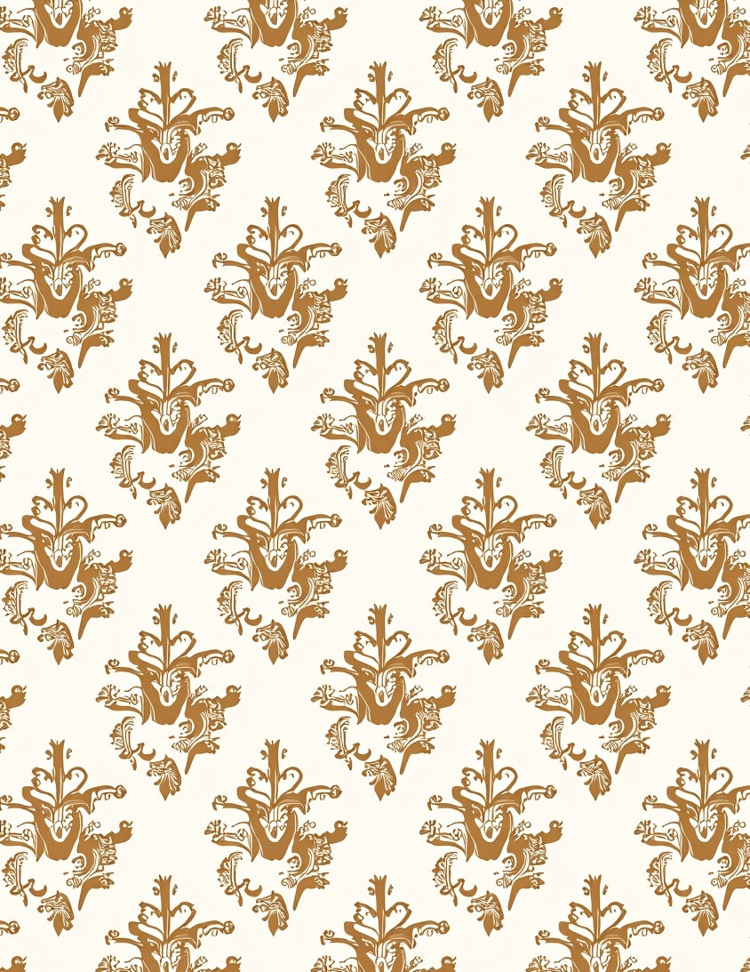 Antique Gold Floral Damask Rug