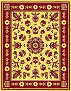 Classic Red Floral Medallion Yellow Rug