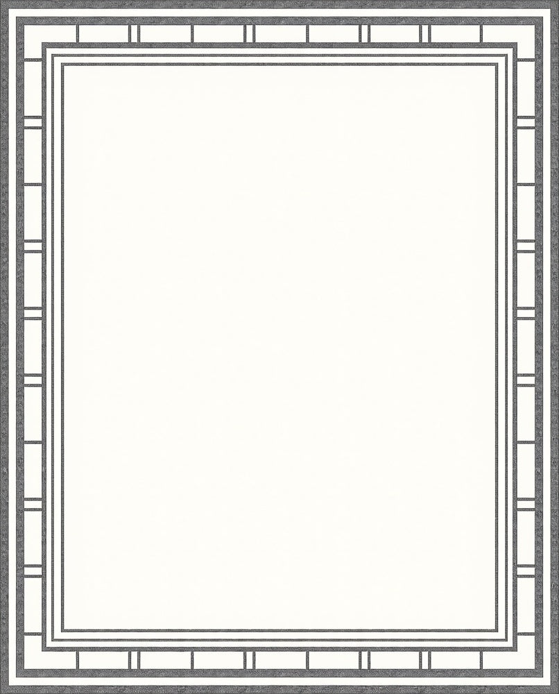 Gray Geometric Border Square Rug