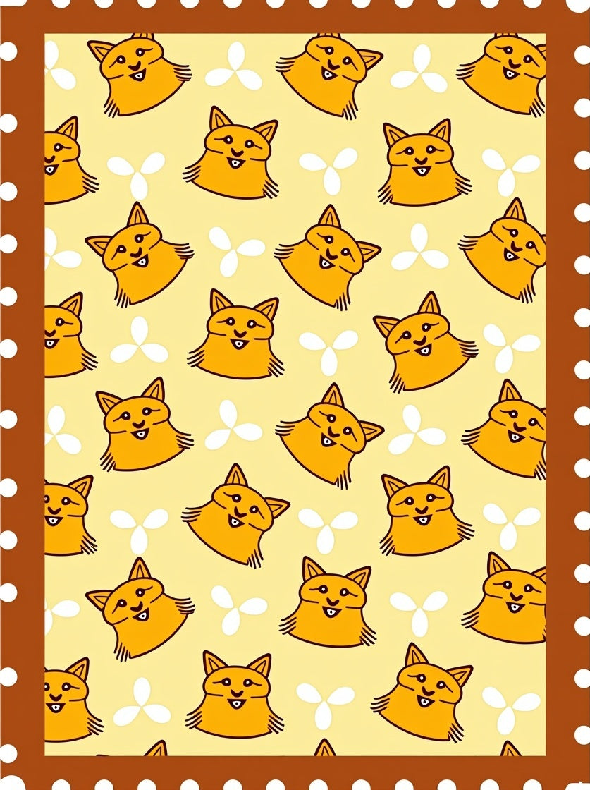 Cute Orange Fox Heads Repeating Pattern Rug
