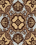 Ornate Brown and Tan Floral Medallion Rug