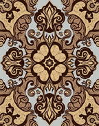 Ornate Brown and Tan Floral Medallion Rug