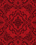Crimson Black Ornate Scrollwork Mandala Rug
