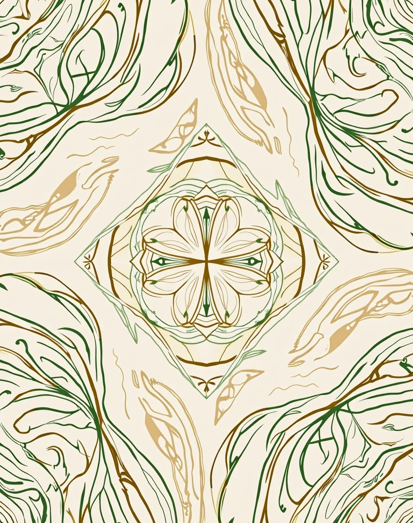Earthy Abstract Floral Scroll Rug