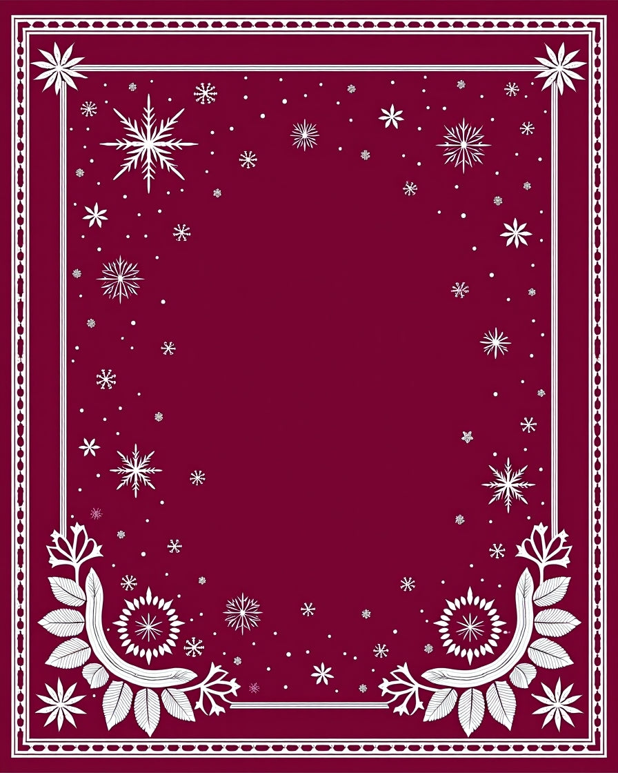 Winter White Snowflake Abundant Border Rug