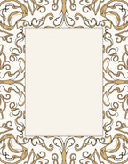 Ornate Gold Floral Border Rug
