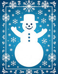 Whimsical White Snowman Blue Snowflake Rug
