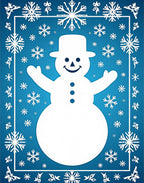 Whimsical White Snowman Blue Snowflake Rug