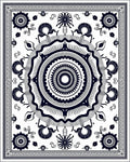 Dark Navy Ornamental Medallion Sunburst Rug
