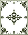 Dark Green Ornate Floral Medallion Rug