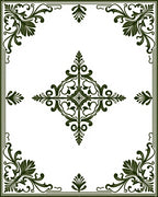 Dark Green Ornate Floral Medallion Rug
