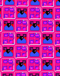 Bright Pink Abstract Retro Gadget Rug