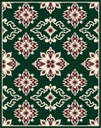 Deep Green Crimson Medallion Rug