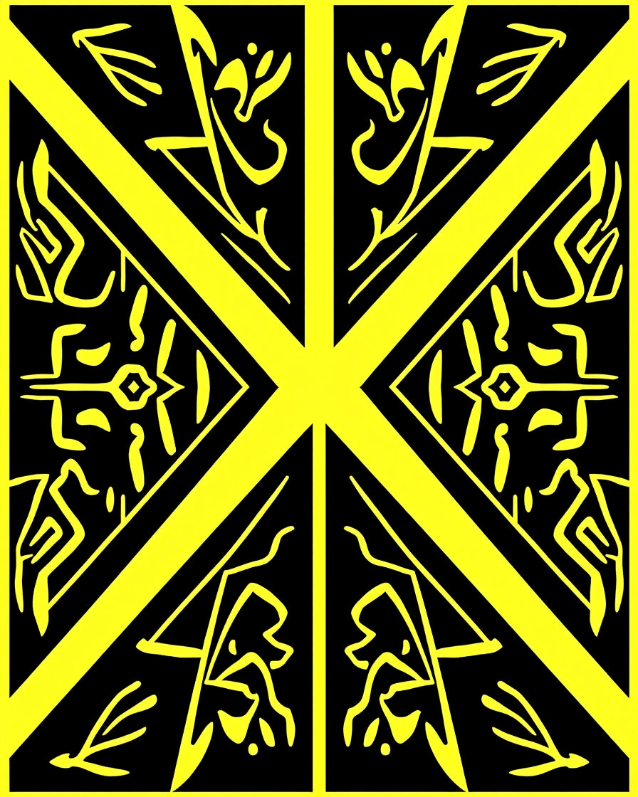 Bold Yellow Geometric Tribal Rug
