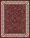 Crimson White Geometric Labyrinth Border Rug