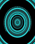 Cyan Concentric Mandala Circles Rug