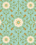 Art Nouveau Teal Floral Swirl Rug