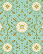 Art Nouveau Teal Floral Swirl Rug