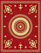 Crimson Gold Medallion Sunburst Rug