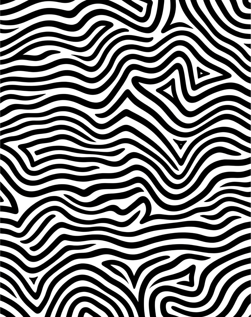 Bold Black White Organic Wave Rug