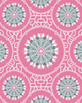 Pink Teal Medallion Mandala Arrangement Rug