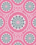 Pink Teal Medallion Mandala Arrangement Rug