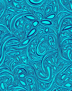 Oceanic Blue Swirling Organic Lines Rug