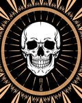 Black Grunge Skull Sunburst Rug