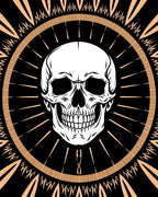 Black Grunge Skull Sunburst Rug