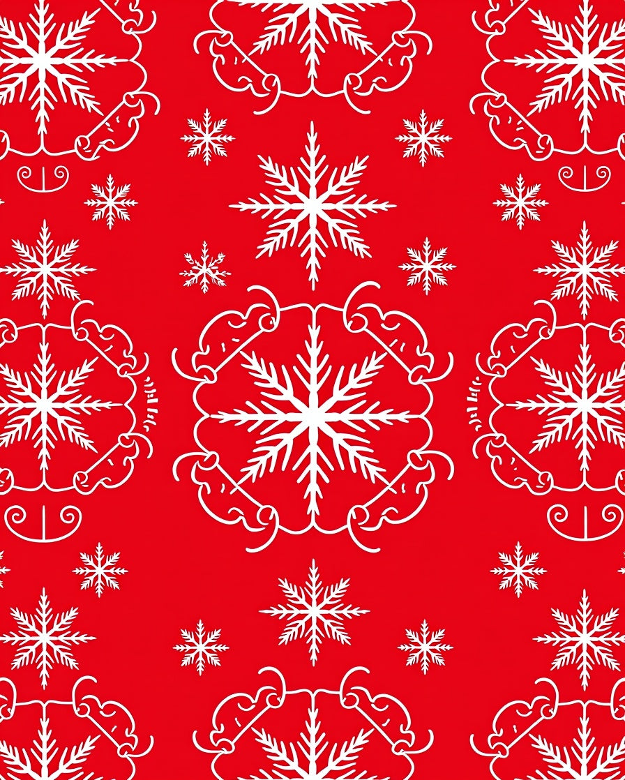 White Snowflake Medallion Red Holiday Rug