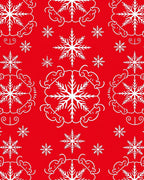 White Snowflake Medallion Red Holiday Rug